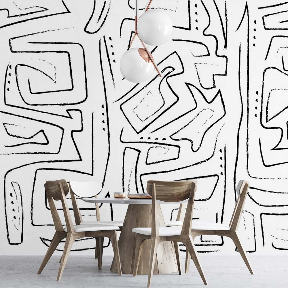 Line Mural With String The Line’s Art WIV-344 - A Modern Line Art Wall Mural to Elevate Your ...